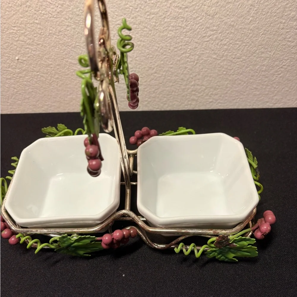 Vintage Mikasa Gem Relish Nuts Olives Caddy Grape Clusters Elegant Serving Set